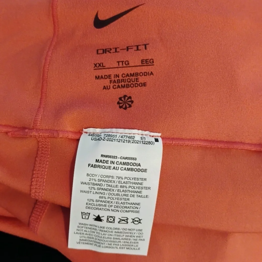 NWOT Nike Dri-FIT High-Waisted Leggings Salmon Pink Moisture Wicking Size XXL